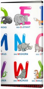 alfabet niemiecki z zestawem zwierząt z kreskówek