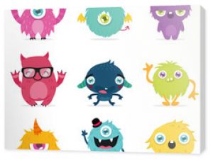 cute monster cartoon design collection design for logo and print product - vector