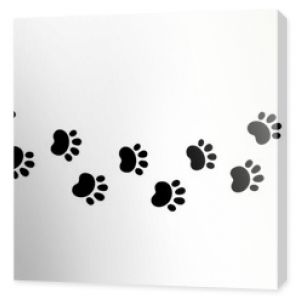 Dog paw print wave line. Cute cat pawprint. Pet foot trail. Black dog step silhouette. Simple doodle drawing. Vector illustration isolated on white background.
