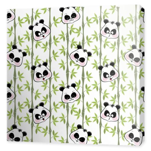 seamless background from the muzzles of the Panda on the bamboo 