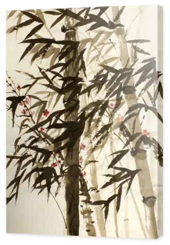 bamboo trees and plums branch