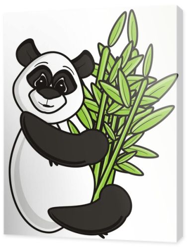 funny panda holding a bamboo