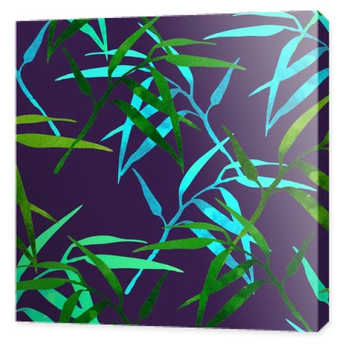  floral seamless pattern with bamboo branch on dark background