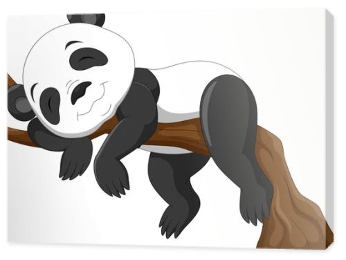 Cute baby panda sleeping on a branch 