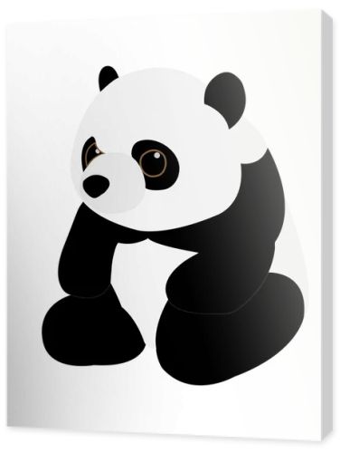 Cartoon panda bare isolated white background. Smile.