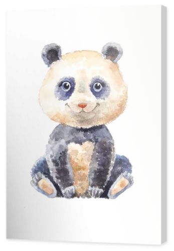 watercolor panda isolated. Pretty cute pet. Zoo illustration. 