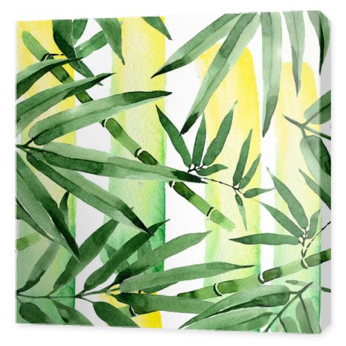 Tropical leaves bamboo tree pattern in a watercolor style.