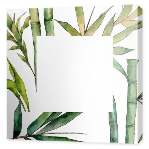 Bamboo tree frame in a watercolor style.