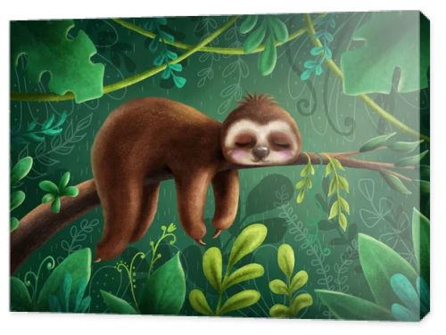 Illustration with a cute sloth