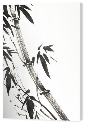 monochrome bamboo tree painted mascara 