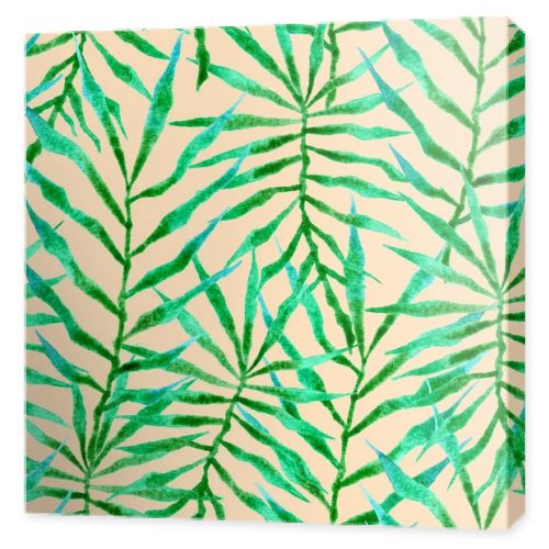 Tropical seamless pattern. Watercolor thorny palm 