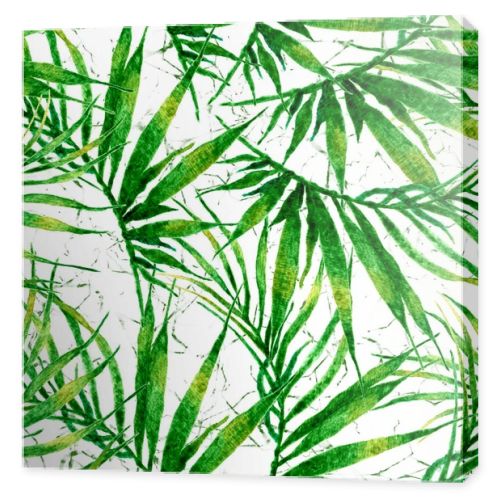 Tropical seamless pattern. Watercolor chaotic palm