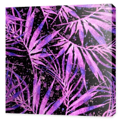 Tropical seamless pattern. Watercolor chaotic palm