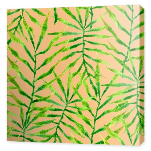 Tropical seamless pattern. Watercolor thorny palm 