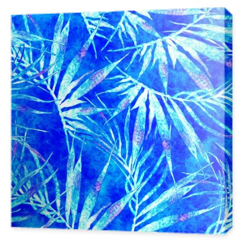 Tropical seamless pattern. Watercolor chaotic palm