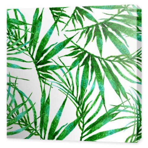 Tropical seamless pattern. Watercolor chaotic palm