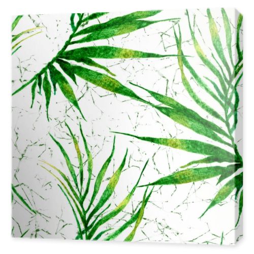 Tropical seamless pattern. Watercolor curved palm 