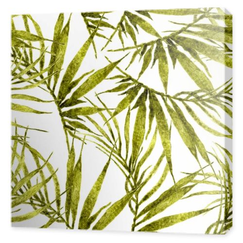 Tropical seamless pattern. Watercolor chaotic palm