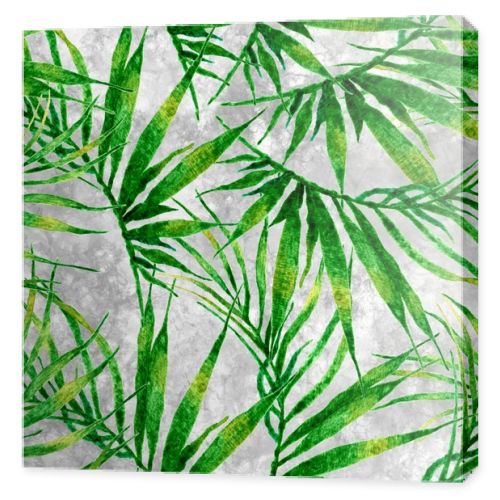 Tropical seamless pattern. Watercolor chaotic palm