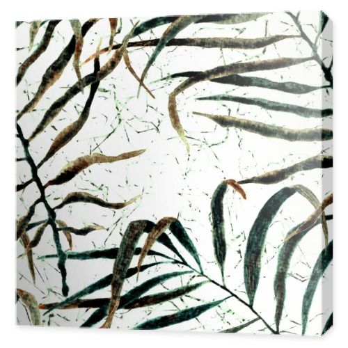 Tropical seamless pattern. Watercolor swaying palm