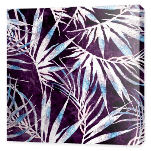 Tropical seamless pattern. Watercolor chaotic palm