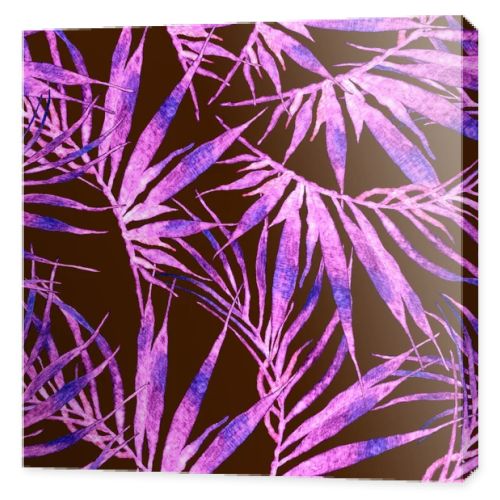 Tropical seamless pattern. Watercolor chaotic palm