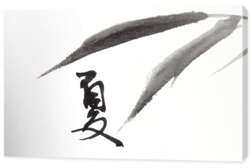 Summer text and bamboo leaf , chinese calligraphy