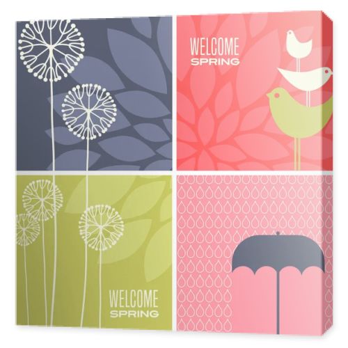 Coordinating spring designs for greeting cards, banners, stationary