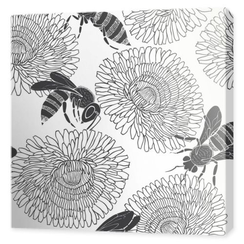 Bees and dandelions pattern.