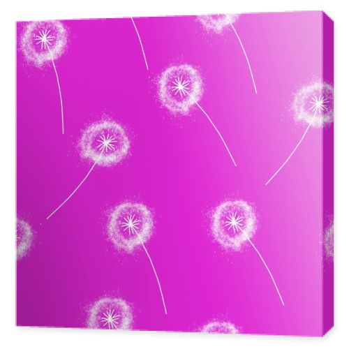 Floral pattern with hand drawn dandelions on pink background. Endless pattern for wallpaper, pattern fills, web page background, surface textures. Hand drawn dandelion, botany