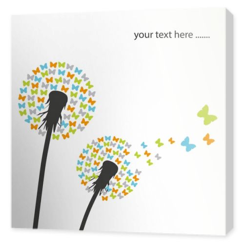 An illustration of dandelions made of colorful butterflies isolated on a white background