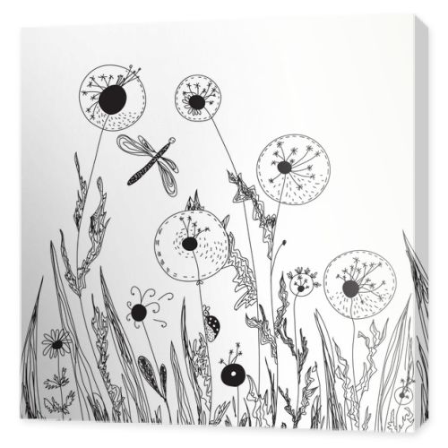 Dandelions and grass nature card