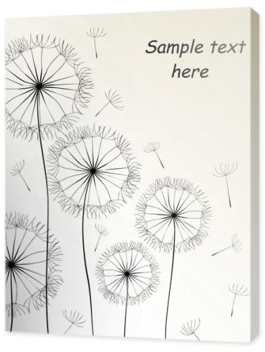 Dandelions card. Vector