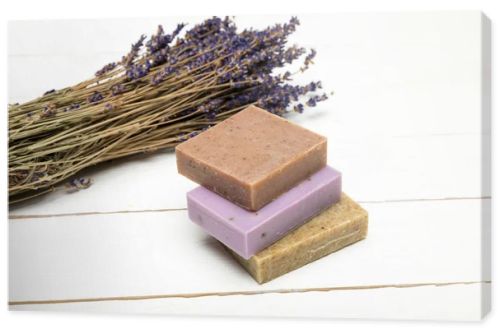 Homemade soap with dried lavender