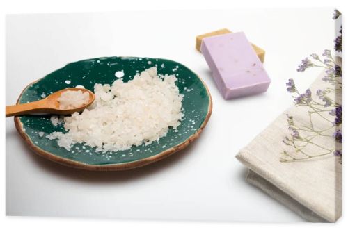 Homemade soap with dried lavender