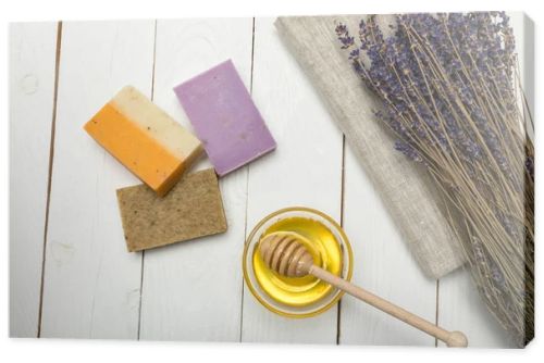 Homemade soap with lavender and honey