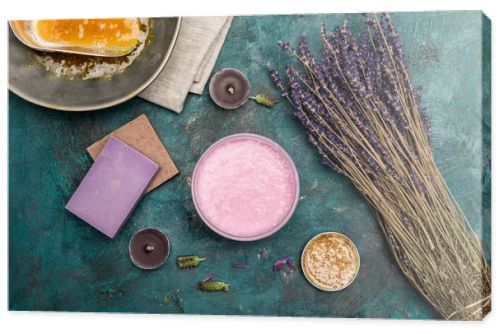 Homemade soap with dried lavender