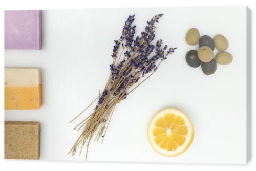 Homemade soap with dried lavender