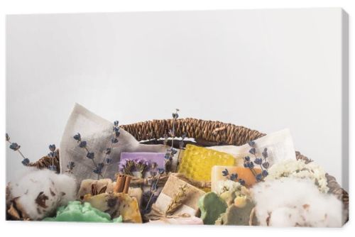 different handcrafted soap