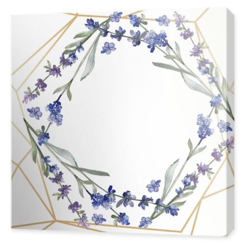 Purple lavender. Floral botanical flower. Wild spring leaf wildflower isolated. Watercolor background illustration set. Watercolour drawing fashion aquarelle isolated. Frame border ornament square.