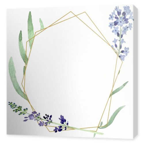 Violet lavender floral botanical flower. Watercolor background illustration set. Frame border ornament square.