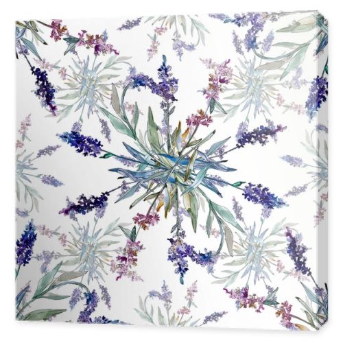 Lavender floral botanical flowers. Watercolor background illustration set. Seamless background pattern.