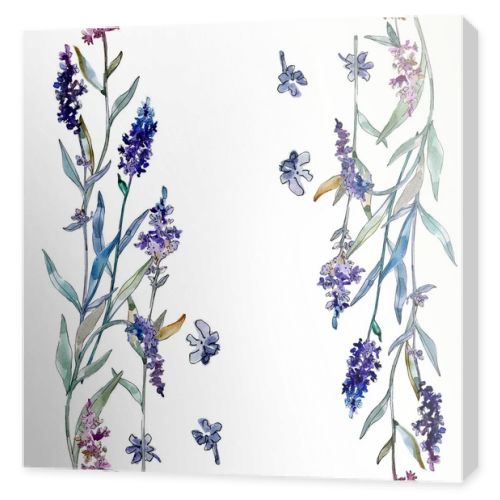 Lavender floral botanical flowers. Watercolor background illustration set. Seamless background pattern.