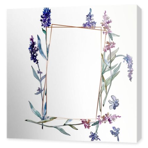 Lavender floral botanical flowers. Watercolor background illustration set. Frame border ornament square.