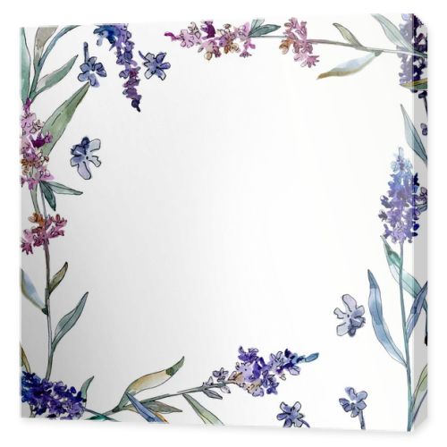 Lavender floral botanical flowers. Watercolor background illustration set. Frame border ornament square.