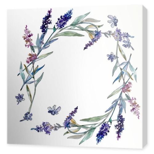 Lavender floral botanical flowers. Watercolor background illustration set. Frame border ornament square.