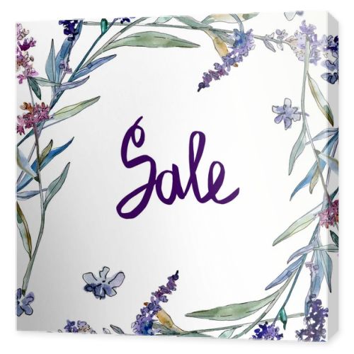 Lavender floral botanical flowers. Watercolor background illustration set. Frame border ornament square.