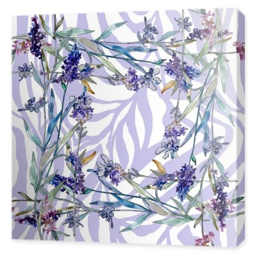 Lavender floral botanical flowers. Watercolor background illustration set. Seamless background pattern.