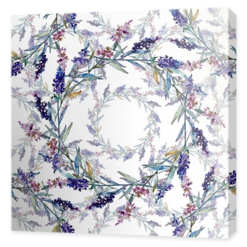 Lavender floral botanical flowers. Watercolor background illustration set. Seamless background pattern.