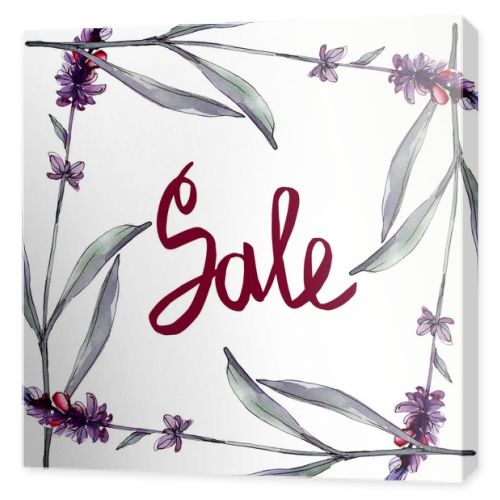 Lavender floral botanical flowers. Wild spring leaf wildflower isolated. Watercolor background illustration set. Watercolour drawing fashion aquarelle isolated. Frame border ornament square.